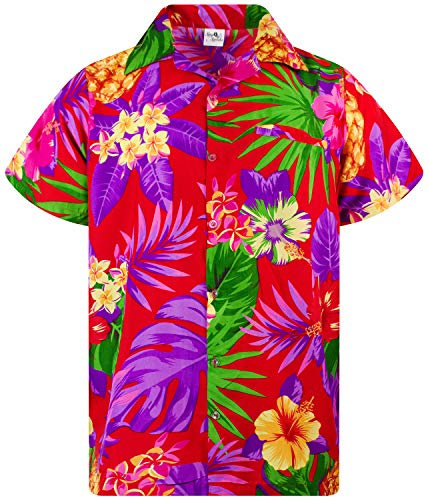 King Kameha Funky-Chemise-Hawaienne, Manche-Courte, Pineapple, Rouge, 4XL