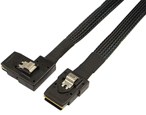 Jopto 0.8m Internal Mini SAS 36-Pin SFF-8087 to Right Angle 90 Degree SFF-8087 Cable, 80cm Flat Left Angled 90 Degree, SAS and SATA Compatible, High Speed Data Transfer