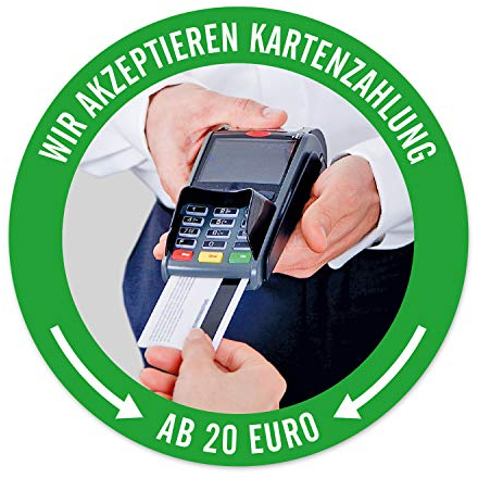 WIRKSAMWERBEN Aufkleber - Wir akzeptieren Kartenzahlung ab 20 Euro