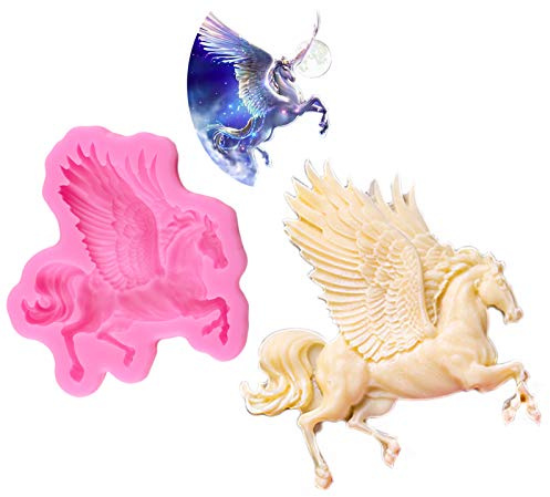 Pegasus Fondant Molds, 3D Unicorn Horse Silicone Molds with Wings Chocolate Molds for Cake Decorating Cupcake Toppers
