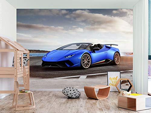 amazingsticker Tapete, Motiv: Supersportwagen, Blau, Fotoposter, Dekoration, Wandverkleidung, 390 x 260 cm