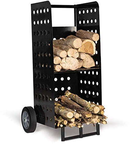 IDMarket - Chariot Porte bûches Acier Noir 40 x 40 x 100,5 CM pour cheminée
