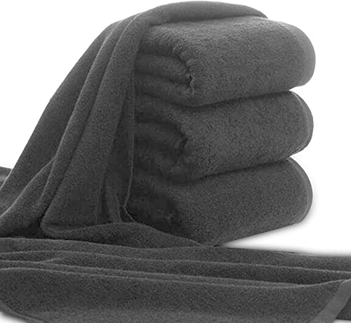 ARLI 10x Duschtuch 60 x 120 cm anthrazit 10er Set Pack Duschtücher 100% Baumwolle 10 Handtücher Frottier Frottee klassisch Design Badetuch mit Handtuchaufhänger Aufhänger grau