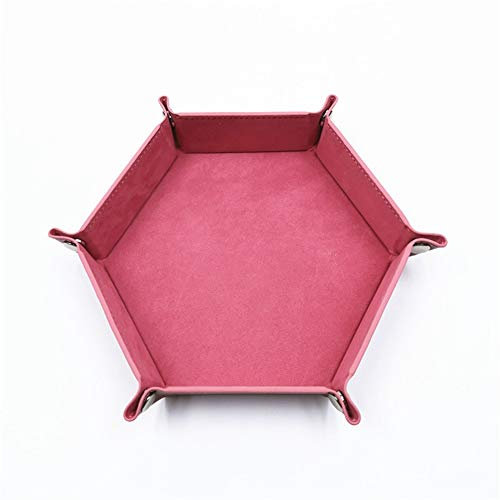 LICHENGTAI Würfelbrett, Faltbare Hexagon Würfel Unterlage aus PU Leder und Samt, Rosa