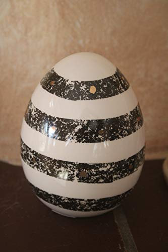EXNER Osterei XOXO schwarz/Weiß aus Keramik, H 11,5 cm, Durchmesser 9 cm