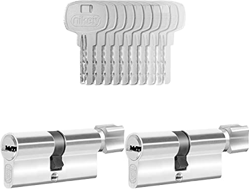 GERCAR 2x Knaufzylinder gleichschließend 2 Schließzylinder 40/40 inkl. 10 Schlüssel - 80 mm - Türschloss Zylinderschloss mit N+G Funktion gleichschliessendes 2er Set - Länge: 80mm A:40 B:40