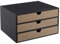 Schreibtisch-Organizer aus Leder, mit 3 Schubladen, mehrfarbig, A4, stapelbar, Schwarz