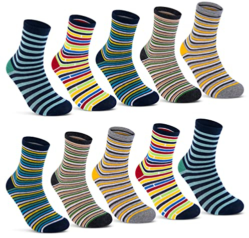 10 Paar Kinder Socken Jungen & Mädchen Baumwolle Kindersocken 54339 (23-26)