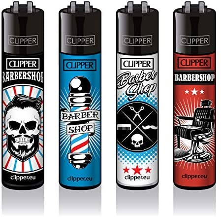 Original Clipper Classic Feuerzeuge 4er Set 2022 + 1 Clipper DHOBIA Feuerzeug GRATIS (Barber Shop)