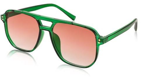 FEISEDY Retro Square Sonnenbrille Damen Herren 70er Jahre Vintage Trendy Brille Klassisch mit Double Brücke UV400 Schutz B2835