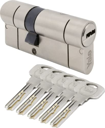 Yale Insert 2100 30/30 mm de sécurité maximale, certifié, Niveau Maximum de Protection Contre Les intrusions, Carte de sécurité, Fonction d'embrayage sécurisé, 5 clés, Satin