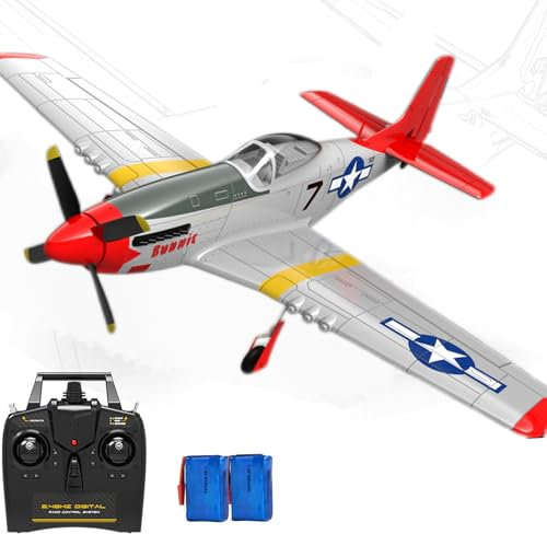 Ssccgym Mustang P-51 Grand avion de combat télécommandé à aile fixe sans balais pour joueurs professionnels 74,9 cm