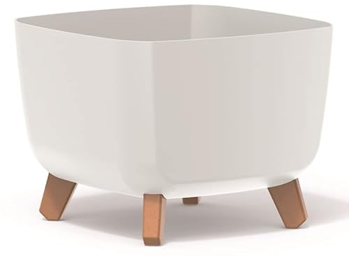 Blumentopf Blumenkübel mit Füßen Schale Pflanzschale quadratisch Matt Design Übertopf Pflanztopf Blumenschale (Weiß, 29cm)
