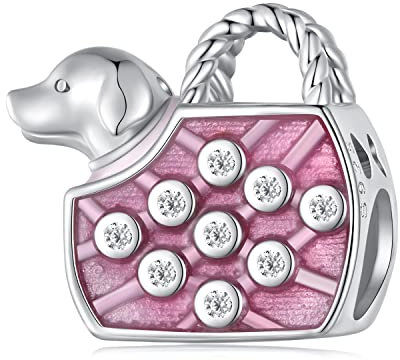 Rosa Frauen Versand Charms Hund Charm Sterling Silber Handtasche Charms passt Pandora Armband