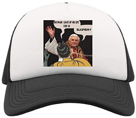 Blasphemy Funny Pope super Hero Smack Meme Art Half Mesh Trucker Cap Baseball Hut Snapback Schwarz