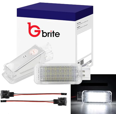 GBrite- 18 SMD LED Courtesy Lights Door Footwell Trunk Glove Box Lamp Compatible with Audi A1 A3 A4 A5 A6 Q5 Q7 R8 Interior Ambient Light (White)-2pcs