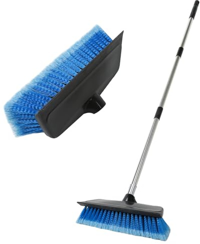NAVAPAL 52 Car Wash Brush with Long Handle | Built-in Rubber Squeegee & Rubber Bumper | Lightweight extendable Handle | Soft Bristle Brush for Car, RV, Boat, Solar Panel, Deck Washing