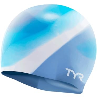 TYR Multi Color Silicone Youth Fit Swim Cap, Purple/Multi
