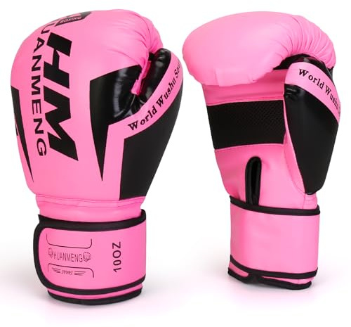 PiscatorZone Boxing Training Gloves Punching Bag Gloves for Women & Adult, Professional Shockproof Gloves for Training Playing Muay Thai, Sparring, Fighting Kickboxing (Pink, 10OZ)