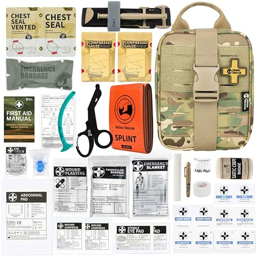 RHINO RESCUE Tactical First Aid Kit, Molle IFAK Medical Pouch, Camouflage | TCCC Compliant, Combat-Proven, Tactical Molle Pouch, Professional First Aid Kit, Military Medical Kit