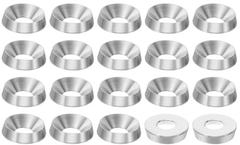 PATIKIL Rondelle a Testa Svasata M8, 20pz Diametro 20mm Altezza 5mm in Acciaio Inossidabile 304 Svasato Rondella Bullone Testa Svasata Rondelle Acciaio per Costruzione Industriale
