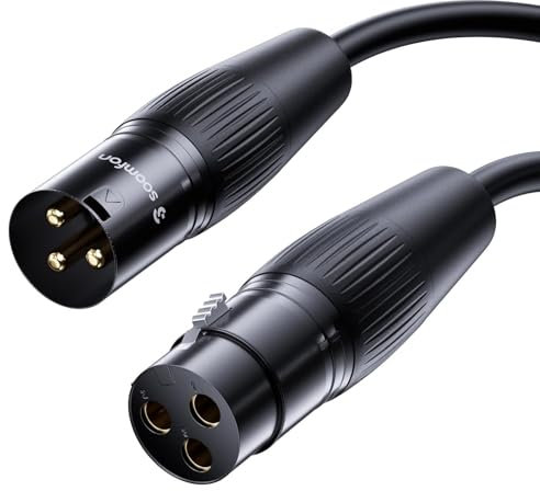 SOOMFON XLR to XLR Cable 1.5M 3-Pin Male to Female Microphone Lead Extension Cable XLR Balanced Mic Cord for Live Stage, Amplifier, Professional Recording, Mixer and More