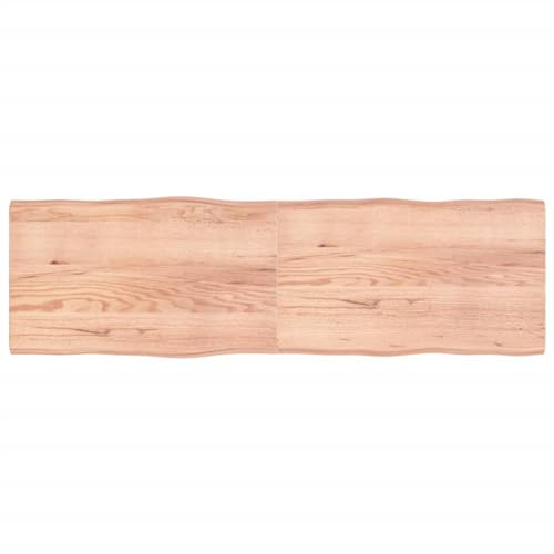 LAPOOH Tischplatte Hellbraun 200x60x6cm Eichenholz Behandelt Baumkante, Arbeitsplatte, Holzplatte, Schreibtischplatte, Waschtischplatte, Küchenarbeitsplatte - 363985