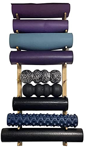 Yogamatten-Aufbewahrungsregale zur Wandmontage, Workout-Ausrüstungshalter, Organizer 9-stufiger Ständer mit frei einstellbarem Abstand für das Heim-Fitnessstudio zum Aufhängen von Schaumstoffrolle
