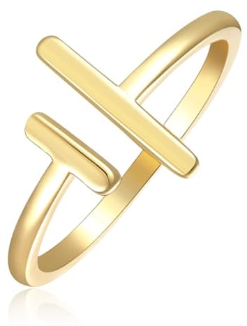 Jenosy 18K Vergoldete Ring Gold Damen Gefüllte Offene Ringe Gold Personalisierte Ringe Frauen Gold Hypoallergene Ring für Mädchen Size 8
