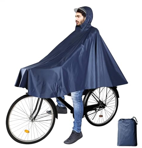 NebulaGlam Regencape Fahrrad, Wasserdicht Radfahren Regen Poncho, Regenponcho Fahrrad Wasserdicht, für Damen Herren Wiederverwendbare, für Radfahren Wandern (Marineblau)
