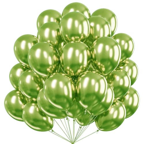KOBOKO Metallic Luftballons Grün, 50 Stück 12 Zoll Sage Grüne Luftballons, Party Ballons Grün Geburtstag Deko, Grüne Ballon Hochzeit Deko, Grün Helium Ballons für Weihnachten,Dschungel Deko,Babyparty