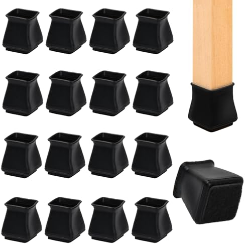 Ehuihuan 16 Pezzi Gommini Antiscivolo per Sedie, Feltrini Quadrati per Piedini, Tappi Protettivi in Silicone, Proteggi Muro e Pavimento