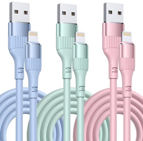 iphone ladekabel 3Pack 1M apple lightning kabel Kieselgel iPhone Schnellladekabel [MFi-Zertifiziert ] für iPhone 14 13 12 11 Pro Max Mini XR XS X 8 7 6 6s Plus SE 2020 (3PACK-1M)