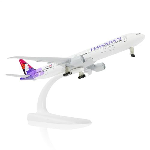 QIYUMOKE Hawaiian Airlines Boeing777 1:300 Diecast Metal Airplane Model with Stand Alloy Model Kit for Aviation Enthusiast Gift
