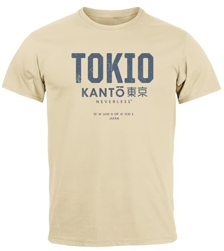 Neverless® Herren T-Shirt Frontprint Tokyo Japan Japanische Schriftzeichen Grafik Printshirt Fashion Streetstyle