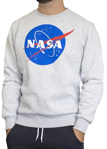 NASA - Sweatshirt aus Baumwolle mit Rundhalsausschnitt, Warmer Pullover für Herren aus Baumwolle, Sport, Zuhause, Fitnessstudio, Joggen, Freizeit., grau, M
