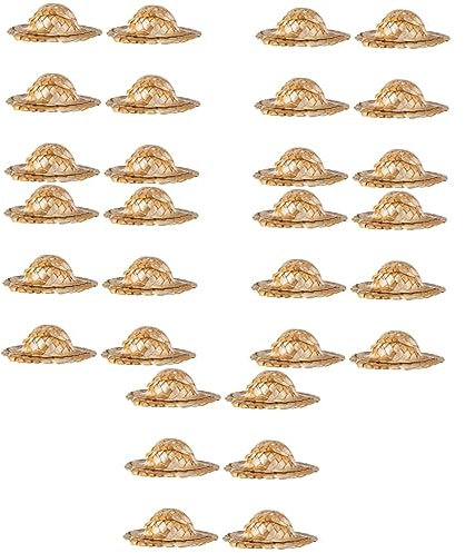 MAGICLULU 5 Ensembles Chapeau De Décoration De Cocktail Décors De Tasses À Cocktail Mini Décor Modèle De Chapeau Tissé Mini Chapeaux De Paille pour Cocktail Rotin Khaki 6 Pièces * 5