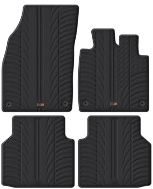 TRAVALL Rubber Car Mats for VW ID.4 (2020-) Car Floor Mats Hard-Wearing Heavy Duty Moulded Premium Mats Easy Clean Black with Clips - Anti Slip All-Weather Mud Sand Water Protection