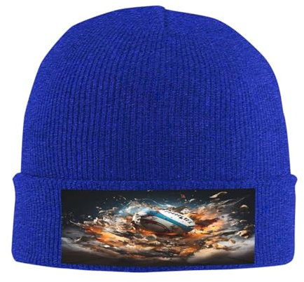 Rugby On Fire Weiche und warme Strickmütze für Damen und Herren - Schwarze Beanie für Outdoor und stilvolles Accessoire, Blau, Einheitsgr��e