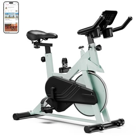 Heimtrainer Fahrrad mit Magnetischem Widerstand, MJWW Bequemem Sitz, 136KG Gewichtskapazität Indoor Fitnessbike Heimtrainer, Cycling Bikes mit App für das Büro zu Hause