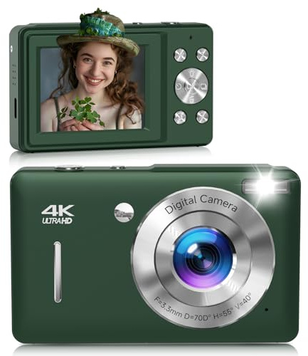 Fotocamera digitale, 44 MP FHD 1080P, zoom 16x, scheda SD da 32 GB, fotocamera compatta per bambini, adolescenti e adulti, verde