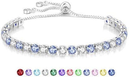 Mieoyue S925 Argento Bracciale per le Donne Regolabile Slider Cristallo Tennis Bracciale Birthstone Gioielli Regali di Compleanno (Settembre)