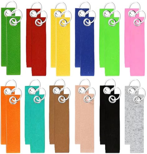 Zyiphor 24 Stück Schlüsselanhänger Filz, DIY Filz Schlüsselanhänger Rohlinge, Filzschlüsselanhänher Rohling, Filzanhänger, Schlüsselanhängers Blanko mit Edelstahl Ring, Beschriftbar Schlüsselring
