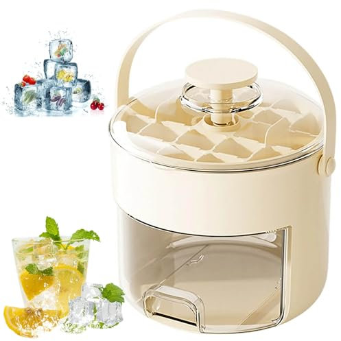 Ice Cube Tray for Freezer with Lid & Storage Bin - Reusable Press Release 2-in-1 Food-Grade Silicone Ice Mould (40 Cubes), Easy One-Button Release, BPA-Free, Spill-Proof Design - 16.5 x 16.5 x 16.5cm