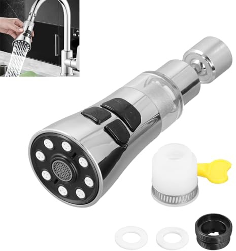 Aeratore Rubinetto Cucina 720°, 3 Modalità, con Filtro Acciaio Inossidabile 316, Guarnizione, Interfaccia Universale, Doccetta Doccino per Lavandino, Adattatore Prolunga Rompigetto per Rubinetti