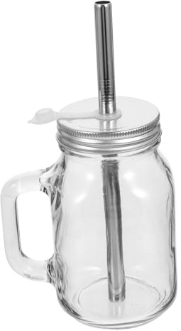 Gadpiparty Bottiglia Trasparente Riutilizzabile Cannuccia Grande Capacità per Latte Caffè e Succhi Resistente e Facile da Pulire per Uso Quotidiano