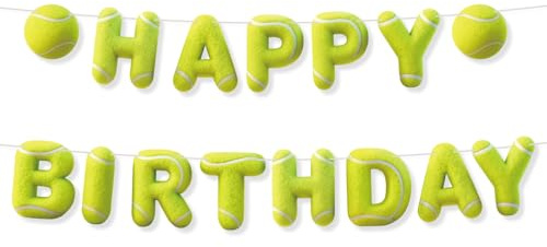 Fukaisu Sport Geburtstags Banner, 3D-Sportthema Alles Gute zum Geburtstag Banner-Dekoration Lustiges Partyzubehör zum Thema Ball Geeignet für Kinder Jugendliche Erwachsene (Tennis)
