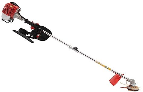 Benzin Motorsense 650W 8500 U/min 26cm³ 2-Takt Motor Profisense mit 2 Messerköpfe und 1L Kraftstofftank, Rasentrimmer für Garten Rasen