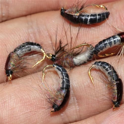 6 Stück braune realistische Nymphe zum Forellenangeln, künstliche Insektenköder, Angelausrüstung, Angeln, weiche Kunststoffköder, Jagd- und Angelköder, Köder und Lockstoffe