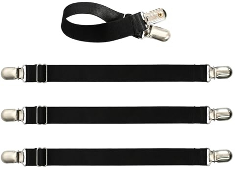 Daleweo Lot de 4 Jarretelles et Fixe-Chaussettes à Attaches Canard, Fixation Anti-Glissement pour Bas de Compression, Dessous & Vêtements, Réglable, Unisexe, 4 Pièces